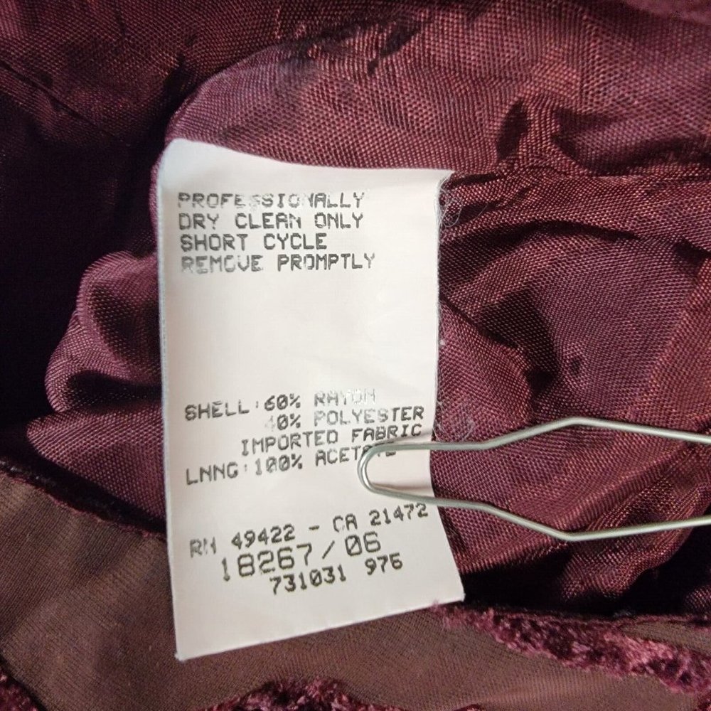 Vintage 90s Y2K Scott McClintock Burgundy Floral Burnout Evening Maxi Sheath - Picture 12 of 12
